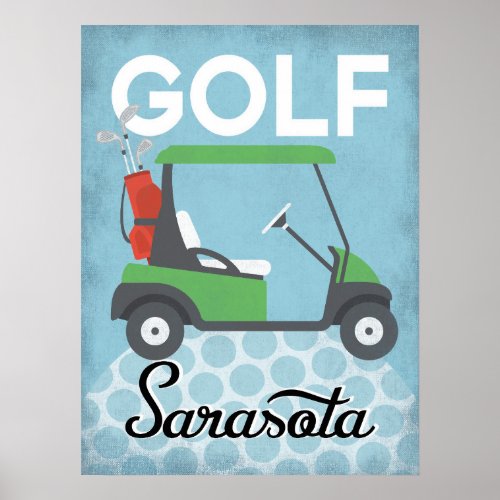 Golf Sarasota Florida _ Retro Vintage Travel Poster