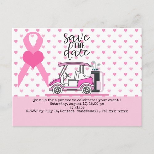 Golf save the date Breast Cancer Awareness pink Postcard