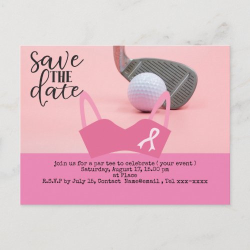 Golf save the date Breast Cancer Awareness pink Postcard