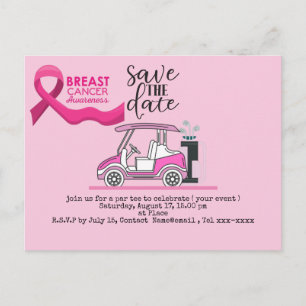 Golf save the date Breast Cancer Awareness pink Postcard
