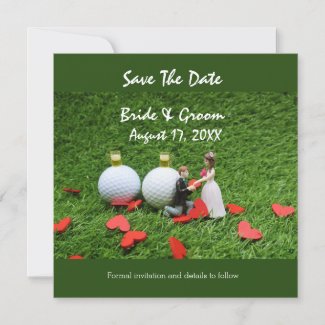 Golf save the date bride groom golf ball love announcement