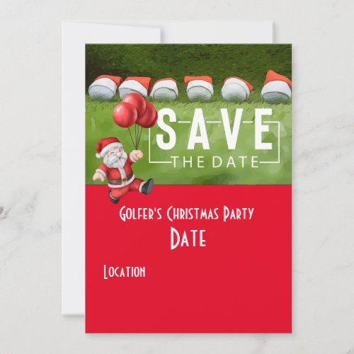 Golf Save the Date Christmas Party Golf ball Santa Invitation