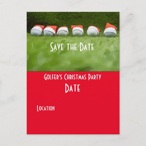 Golf Save the Date Christmas Party Golf ball Santa Postcard