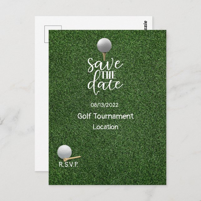 Golf Save the Date for Golf Tournament Golfer Postcard (Front/Back)
