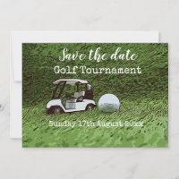 Golf Save the date for golf tournament with cart