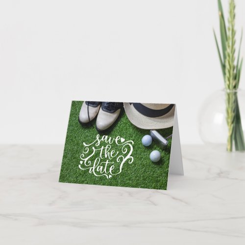 Golf Save the Date for Golfer Party with golf ball Invitation