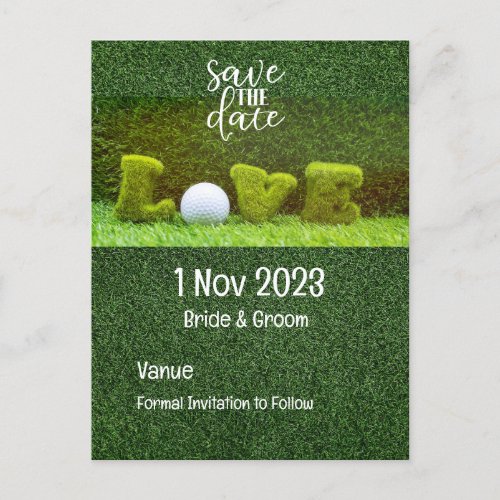 Golf Save the date  for golfer with love  Invitation Postcard