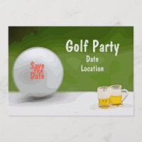 Golf Save the date for party with beer on green Invitation