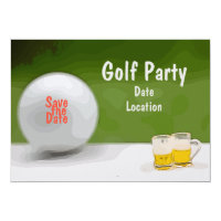 Golf Save the date for party with beer on green Invitation