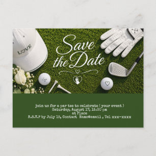 Golf save the date for wedding postcard