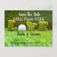 Golf Save the date for wedding with golf ball Invitation Postcard