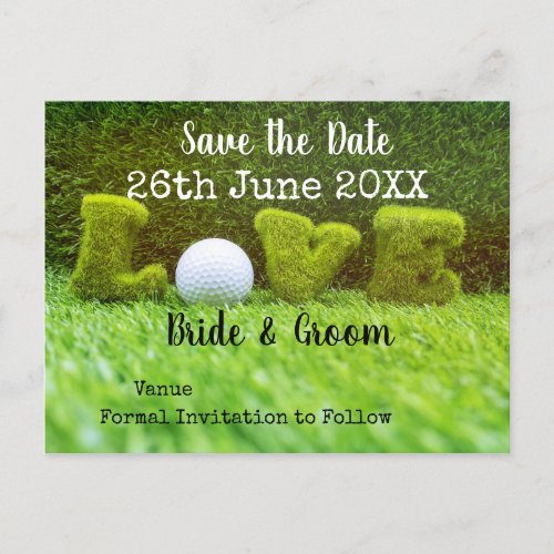 Golf Save the date for wedding with  golf ball Invitation Postcard