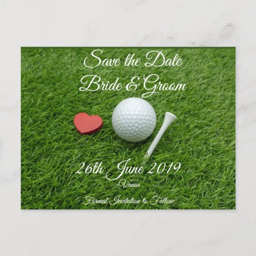 Golf Save the date for wedding with  golf ball Invitation Postcard