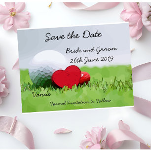 Golf Save the date for wedding with golf ball Invitation Postcard