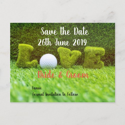 Golf Save the date for wedding with  golf ball Invitation Postcard