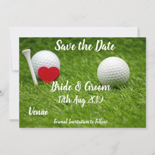 Golf Save the date for wedding with love and ball Invitation