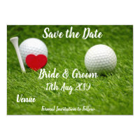 Golf Save the date for wedding with love and ball Invitation