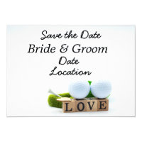 Golf Save the Date golf ball and tee with love Invitation