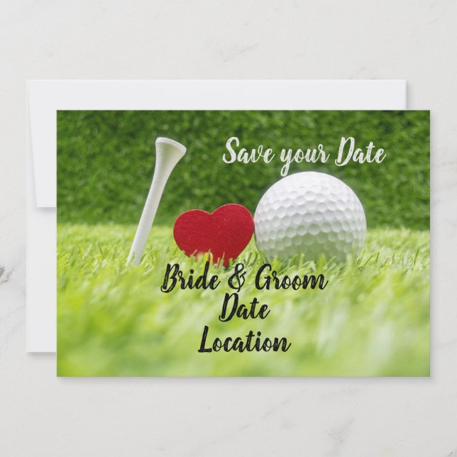 Golf save the date  golf ball with love invitation (Front)