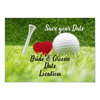 Golf save the date golf ball with love invitation