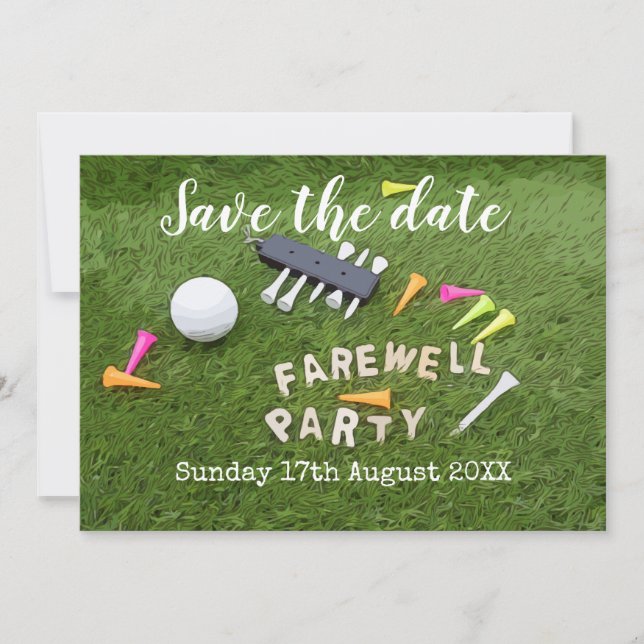 Golf Save the date Golf Farewell Party with ball (Front)