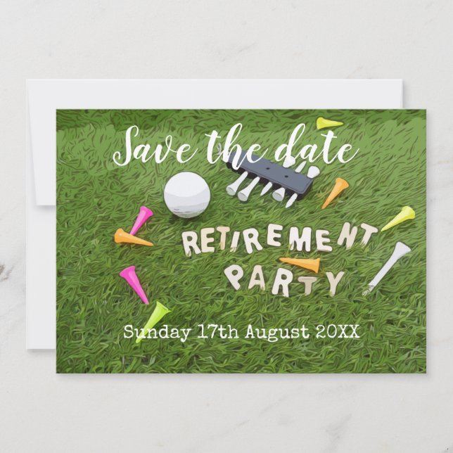 Golf Save the date Golf retirement party on green (Front)