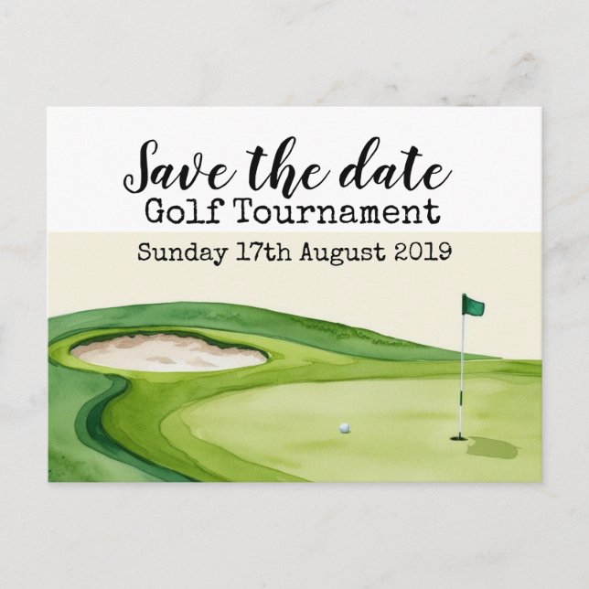 Golf Save the date Golf Tournament  Announcement Postcard (Front)