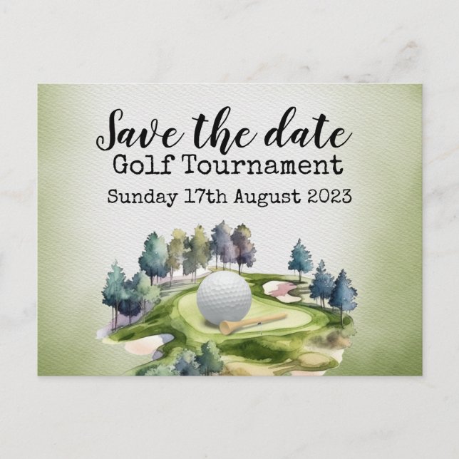 Golf Save the date Golf Tournament  Announcement Postcard (Front)