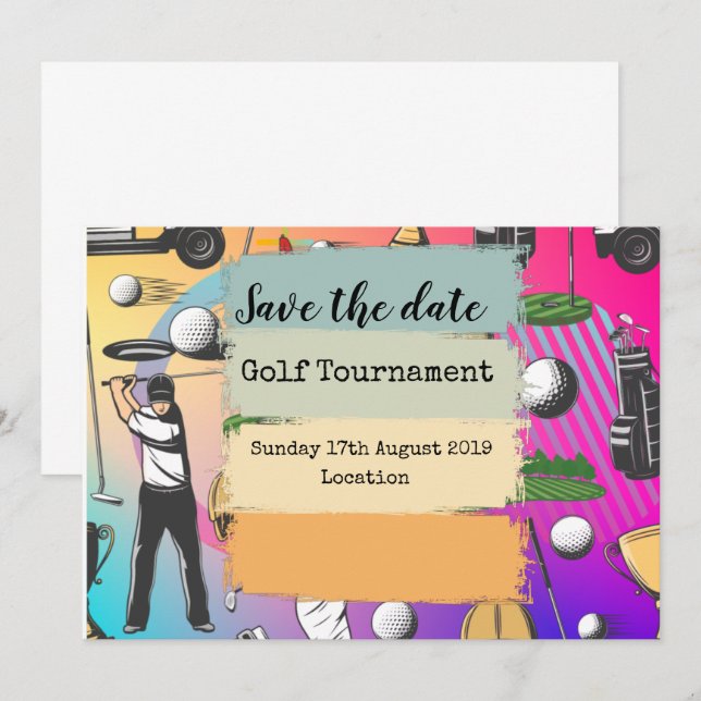 Golf Save the date Golf Tournament  colorful (Front/Back)