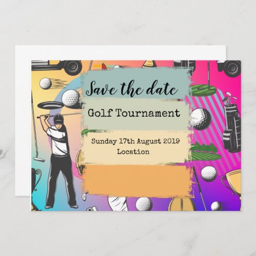 Golf Save the date Golf Tournament  colorful