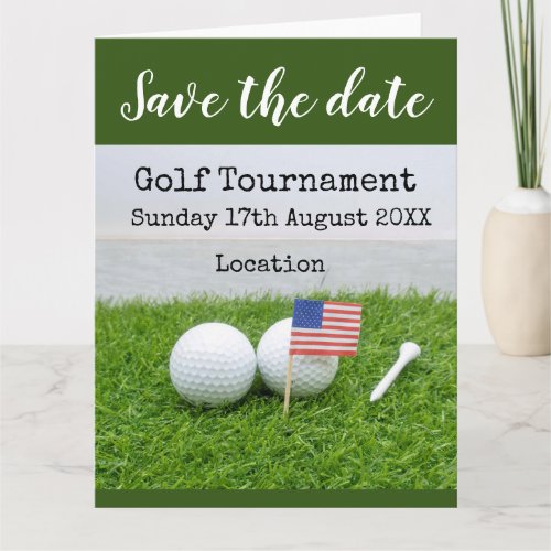 Golf Save the date Golf Tournament flag of America Card