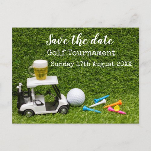 Golf Save the date Golf Tournament on green Announ Announcement Postcard