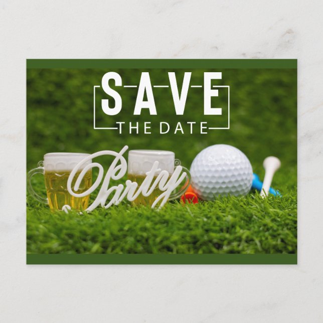 Golf Save the date Golf Tournament on green Announcement Postcard (Front)