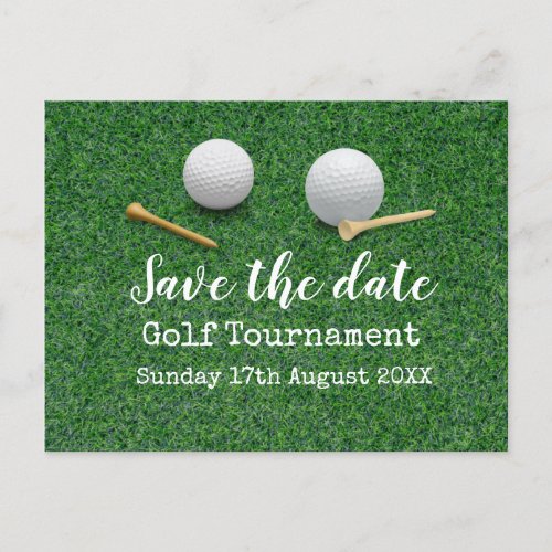 Golf Save the date Golf Tournament on green   Announcement Postcard