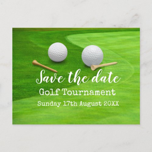 Golf Save the date Golf Tournament on green     Announcement Postcard