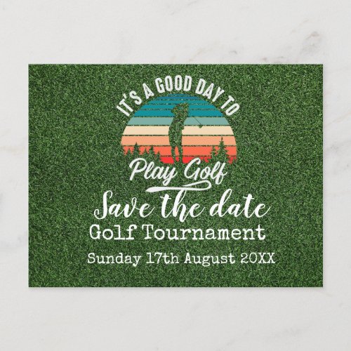 Golf Save the date Golf Tournament on green  Announcement Postcard