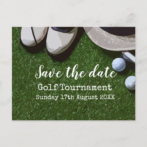 Golf Save the date Golf Tournament on green  Announcement Postcard