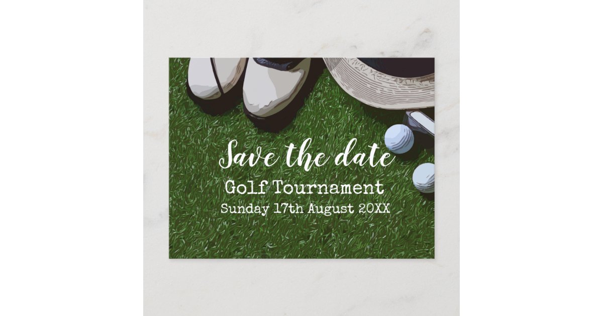 Golf Save the date Golf Tournament on green Announcement Postcard Zazzle