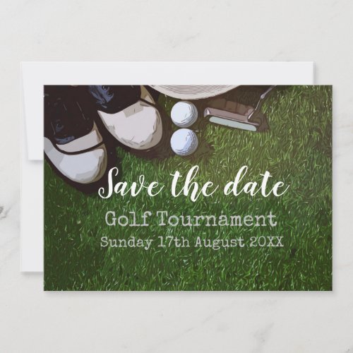 Golf Save the date Golf Tournament on green Invitation