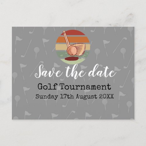 Golf Save the date Golf Tournament on grey  Announcement Postcard