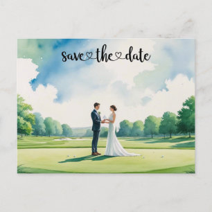 Golf Save the date Golf Tournament Wedding Announcement Postcard