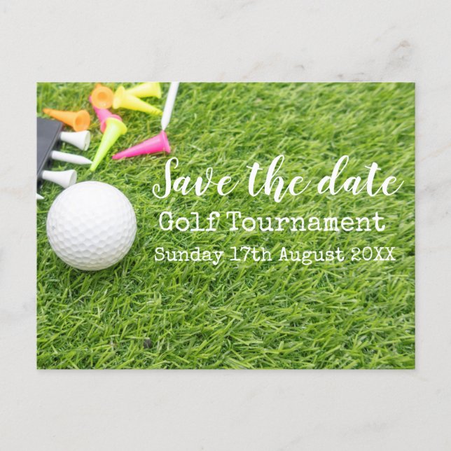 Golf Save the date Golf Tournament with ball Announcement Postcard (Front)