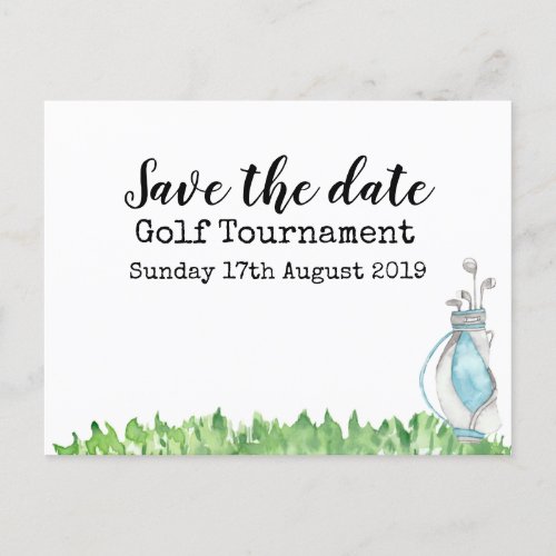 Golf Save the date Golf Tournament with golf  bag  Announcement Postcard