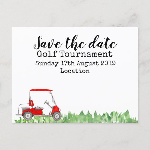 Golf Save the date Golf Tournament with golf cart  Announcement Postcard