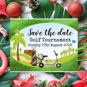 Golf Save the date Golf Tournament with golf view Announcement Postcard