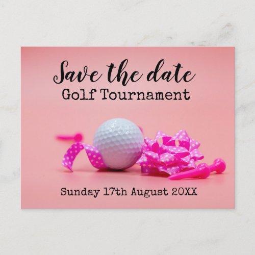 Golf Save the date Golf Tournament with pink theme Announcement Postcard