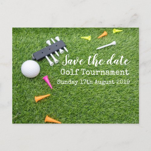 Golf Save the date Golf Tournament with tee  Annou Announcement Postcard