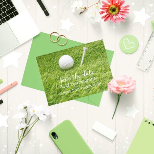 Golf Save the date Golf Tournament with tee  Announcement Postcard