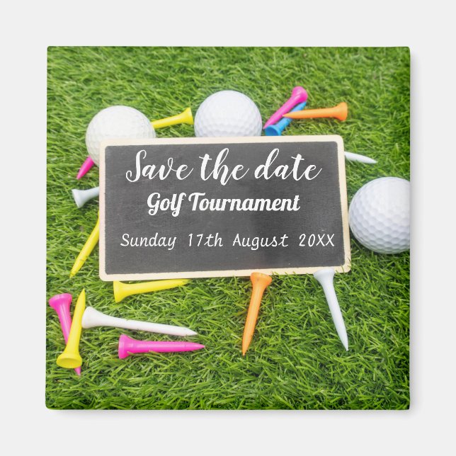 Golf Save the date Golf Tournament with tees Magnet (Front)