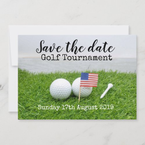 Golf Save the date Golf Tournament with USAflag